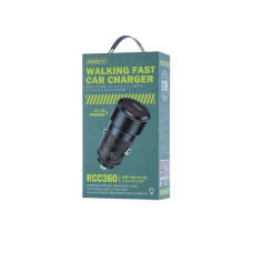 Автомобільний зарядний пристрій REMAX Walking Series 75W PD+QC 1C+1A Fast Car Charger RCC360 Black