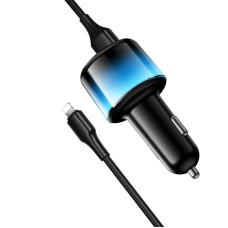 Автомобільний зарядний пристрій HOCO Z69 Vivido 24W(2C2A) car charger set(iP) Black