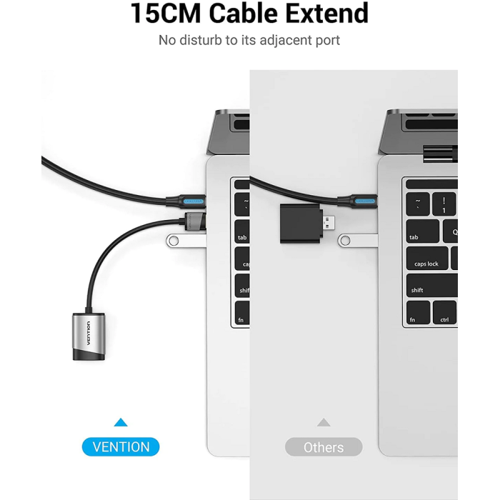 Адаптер Vention USB External Sound Card 0.15M Gray Metal Type (CDKHB)
