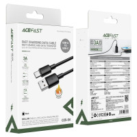 Кабель ACEFAST C25-04 USB-A to USB-C silicone charging data cable Black
