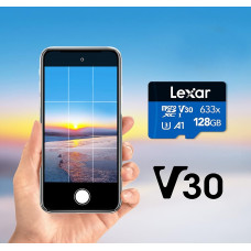 Карта пам'яті microSDXC (UHS-1 U3) Lexar High-Performance 633x 128Gb class 10 V30 A1 (100Mb/s) Blue Series (adapter SD)