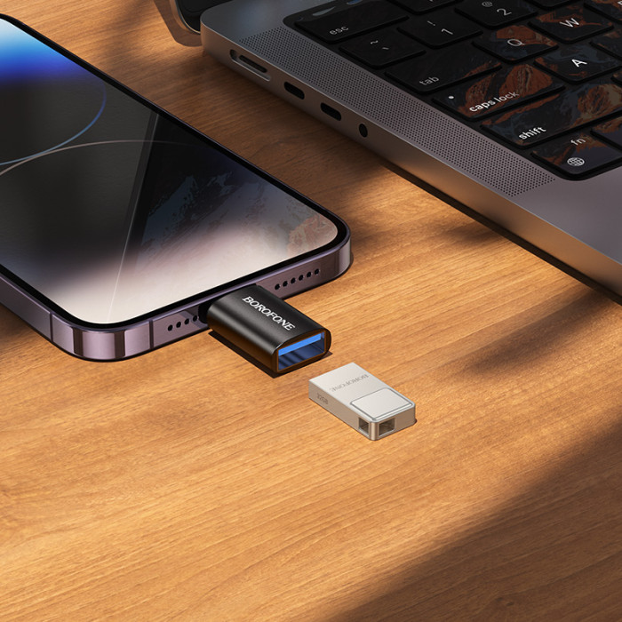 Адаптер BOROFONE BV26 iP male to USB female USB2.0 adapter Black