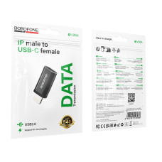 Адаптер BOROFONE BV26A iP male to Type-C female USB2.0 adapter Black