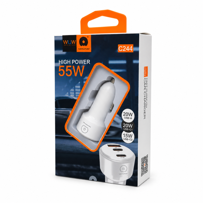 Автомобільний зарядний пристрій WUW-C244 USB20W+PD20W+PD15W White