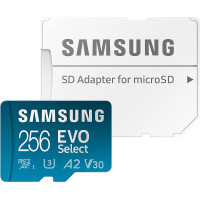 Карта пам'яті microSDXC (UHS-І U3) Samsung EVO Select 256Gb class 10 A2 V30 (R130MB/s, W30MB/s) (adapter SD)