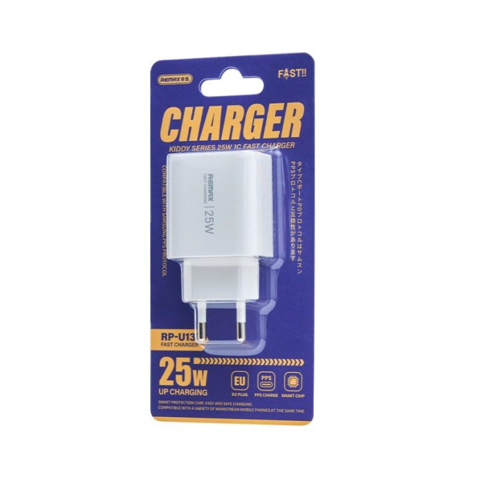 Мережевий зарядний пристрій REMAX Kiddy Series 25W 1C Fast Charger RP-U137 White