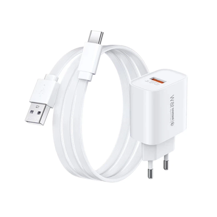 Мережевий зарядний пристрій з кабелем REMAX Kiddy 18W Charger+ Cable Set RP-U119 EU-A-C