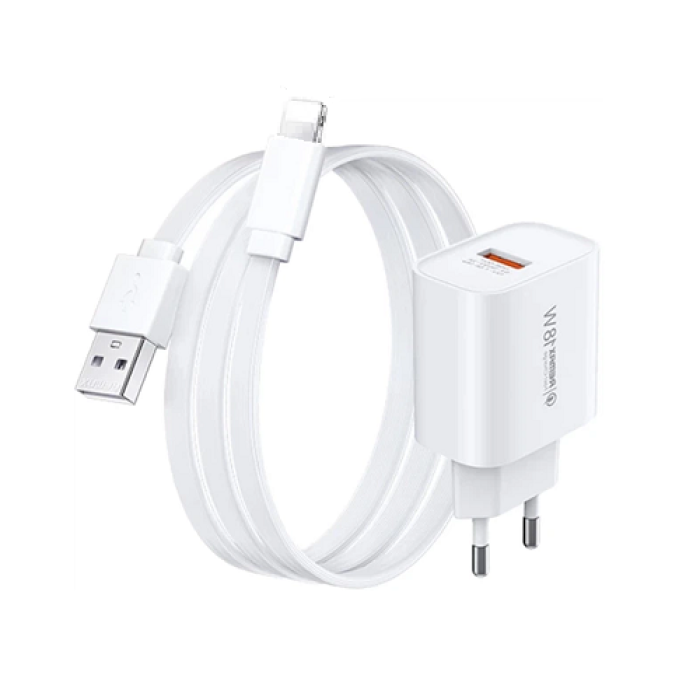 Мережевий зарядний пристрій з кабелем REMAX Kiddy 18W Charger+ Cable Set RP-U119 EU-A-L