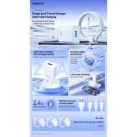 Мережевий зарядний пристрій з кабелем REMAX Kiddy Series 2.4A RP-Charger Set with Cable U95 Type-C