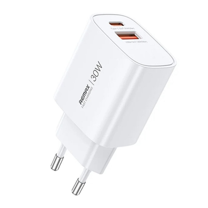 Мережевий зарядний пристрій REMAX GaN Fast Charging Charger A+C U187-AC30W EU