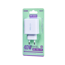Мережевий зарядний пристрій REMAX Kiddy Series 40W 1A+2C Fast Charger RP-U123 EU-White