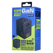 Мережевий зарядний пристрій REMAX 65W 1A4C Multifunctional GaN Fast Charger RP-U191 Black