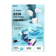 Мережевий зарядний пристрій REMAX Kiddy Series 65W A+C Fast Charger RP-U125 EU-White