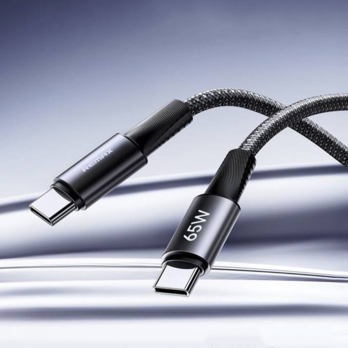 Кабель REMAX WindSpeed Series Fast charging aluminum alloy braided data cable 1.2M CB25/CB23 (C-C) 65W - Black