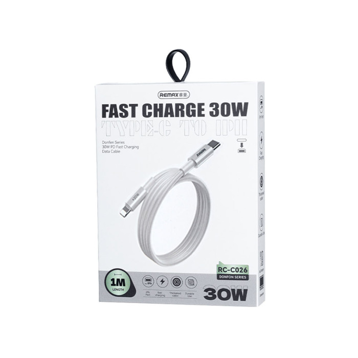 Кабель REMAX Dofon Series 30W PD Fast Charging Data Cable 1M RC-C026 (C-L) White