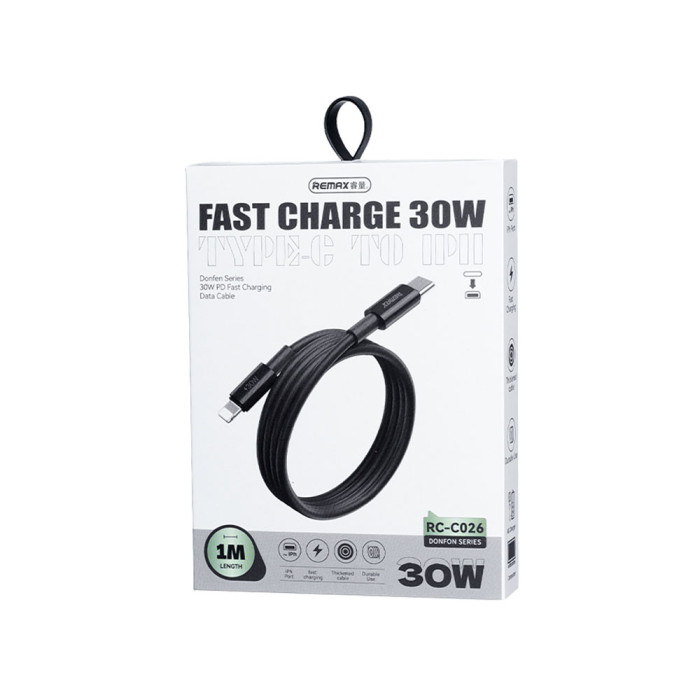 Кабель REMAX Dofon Series 30W PD Fast Charging Data Cable 1M RC-C026 (C-L) Black