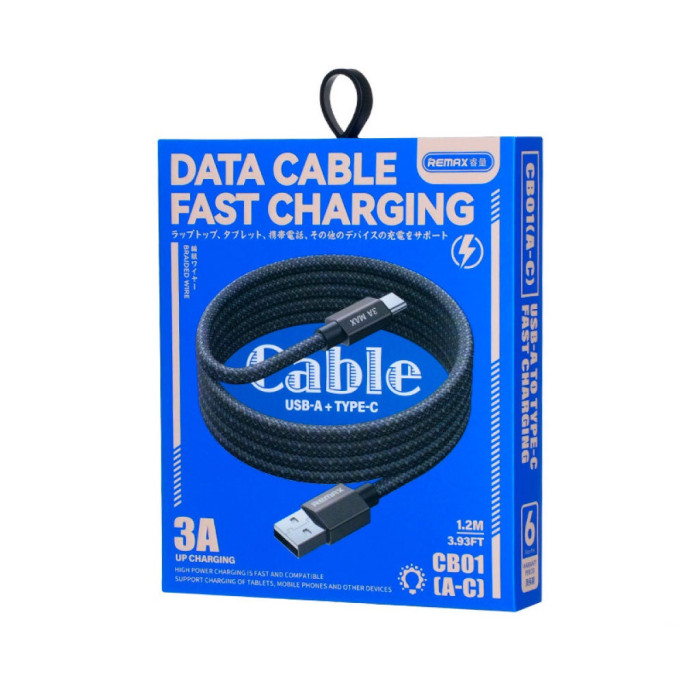 Кабель REMAX Phantom aluminum alloy light fast charging braided data cable 1.2M CB01(A-C)