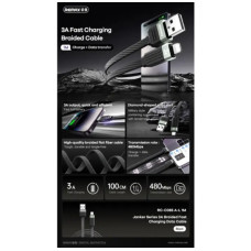 Кабель REMAX Janker Series 3A Braided Fast Charging Data Cable RC-C085 A-L Black