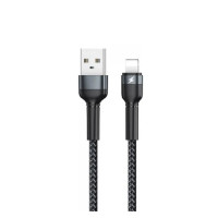 Кабель REMAX Jany Series Aluminum Alloy Braided 2.4A data cable RC-124m/i/a Lightning-Black