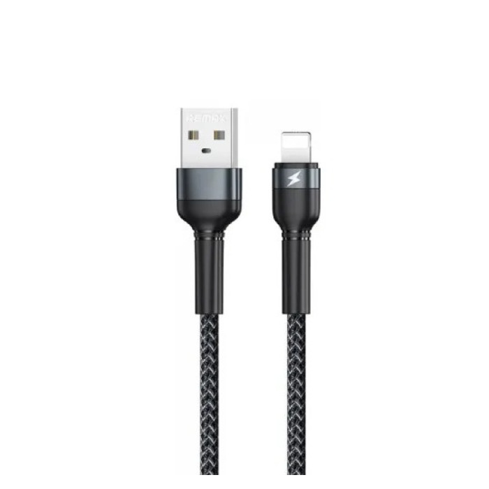 Кабель REMAX Jany Series Aluminum Alloy Braided 2.4A data cable RC-124m/i/a Lightning-Black