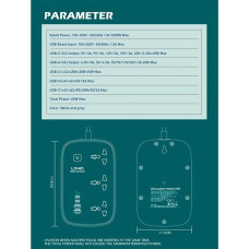 Мережевий фільтр Profit SC3416 PD QC3.0, 65W 2Type-C+2USB, кабель 2 м. (Білий)