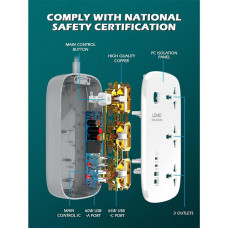 Мережевий фільтр Profit SC3416 PD QC3.0, 65W 2Type-C+2USB, кабель 2 м. (Білий)