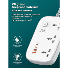 Мережевий фільтр Profit SC3416 PD QC3.0, 65W 2Type-C+2USB, кабель 2 м. (Білий)