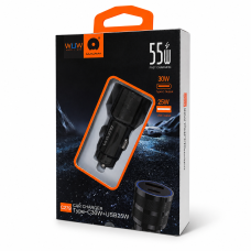 Автомобільний зарядний пристрій WUW C279 PD30W+25W Black