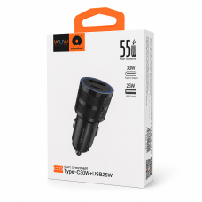 Автомобільний зарядний пристрій WUW C279 PD30W+25W Black