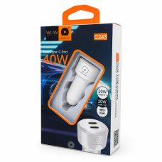 Автомобільний зарядний пристрій WUW-C243 PD20W+ PD20W White