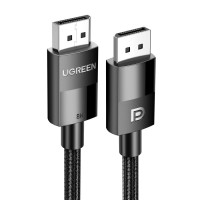 Кабель UGREEN DP114 DP Male to Male DP1.4 8K Round Cable ABS Shell Braid 1.5m (Black) (UGR-80391)