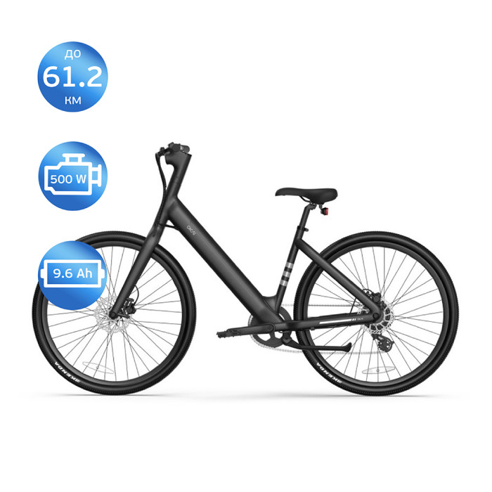 Електровелосипед OKAI EB60 Black 28', 250(500)W, 9,6Ah, 61.2km, 25km\h, NFC, App, 23kg