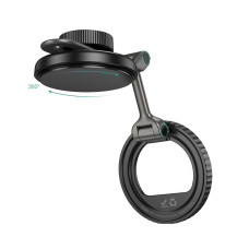 Автотримач для телефона HOCO H77 View folding magnetic ring car holder (center console) Black Metal Gray