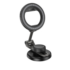 Автотримач для телефона HOCO H77 View folding magnetic ring car holder (center console) Black Metal Gray