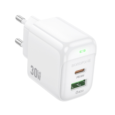 Мережевий зарядний пристрій BOROFONE BAS45A Potential PD30W+QC3.0 charger(EU) White