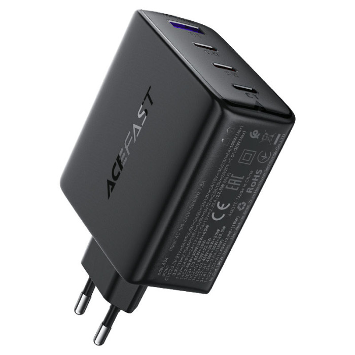 Мережевий зарядний пристрій ACEFAST A94 PD100W GaN (3*USB-C+USB-A) charger Black