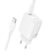 Мережевий зарядний пристрій з кабелем BOROFONE BN28 Fuente single port PD30W charger set (C to C) (EU) White