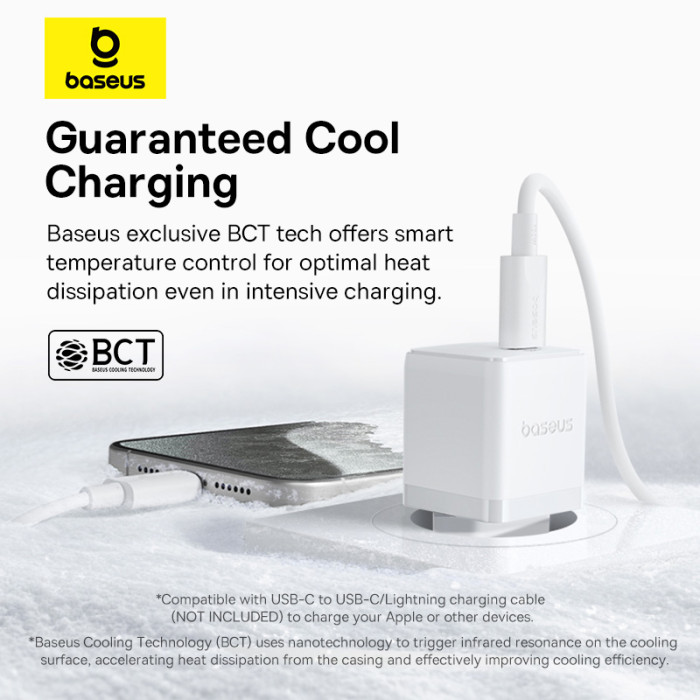 Мережевий зарядний пристрій Baseus Palm Fast Charger 1C 30W EU Moon White