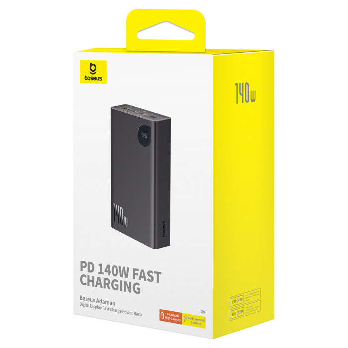 Зовнішній акумулятор Baseus Adaman Digital Display Fast Charge Power Bank 24000mAh 140W Cluster Black