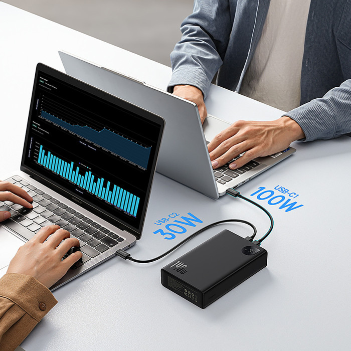 Зовнішній акумулятор Baseus Adaman Digital Display Fast Charge Power Bank 24000mAh 140W Cluster Black