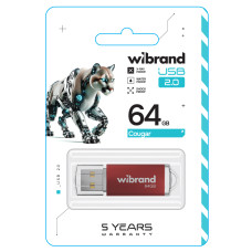 Флеш-накопичувач Wibrand USB 2.0 Cougar 64Gb Red