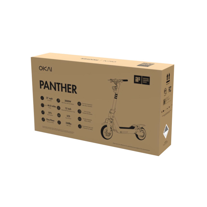 Електросамокат OKAI ES800 Panther Off-Road Black 12", 1500(3000)W, Dual Motor, 19.2Ah, 50km, 60km\h, 35%, NFC, App, 43kg