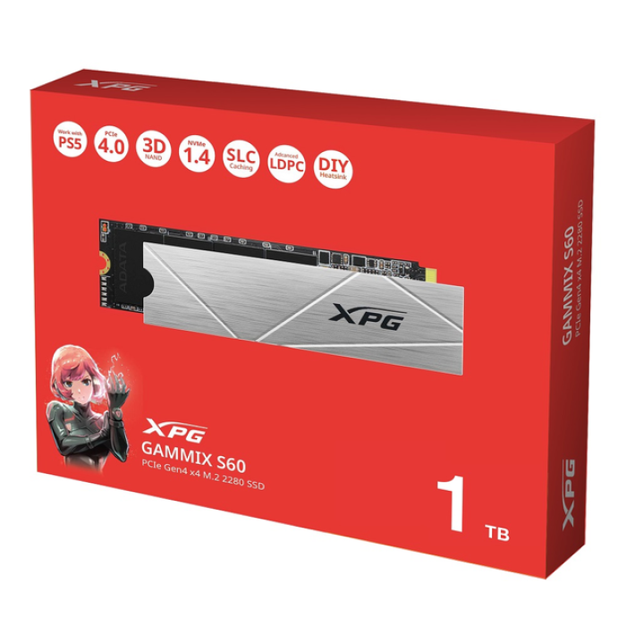 Накопичувач SSD M.2 ADATA GAMMIX S60 1TB 2280 PCIe 4x4 NVMe 3D NAND Read/Write:5000/3200 MB/sec