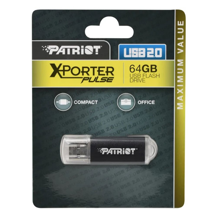 Флеш-накопичувач Patriot USB 2.0 Xporter Pulse 64GB Metal/Black