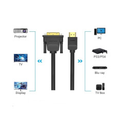 Кабель Vention HDMI to DVI Cable 1M Black (ABFBF)