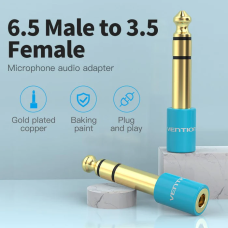 Аудіо перехідник Vention 6.35mm Male to 3.5mm Female Audio Adapter Blue Aluminum Alloy Type (VAB-S01-L)