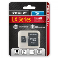 Карта пам'яті microSDXC (UHS-1) Patriot LX Series 64Gb class 10 (adapter SD)