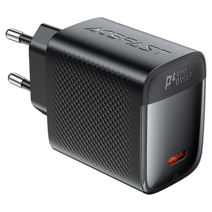Мережевий зарядний пристрій ACEFAST A112 PD45W GaN single USB-C charger (EU) Black