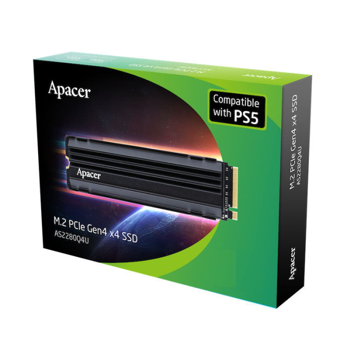 Накопичувач SSD M.2 Apacer AS2280Q4U5 (For PS5) 2TB 2280 PCIe 4.0x4 NVMe 3D Nand Read/Write: 7400/7000 MB/sec