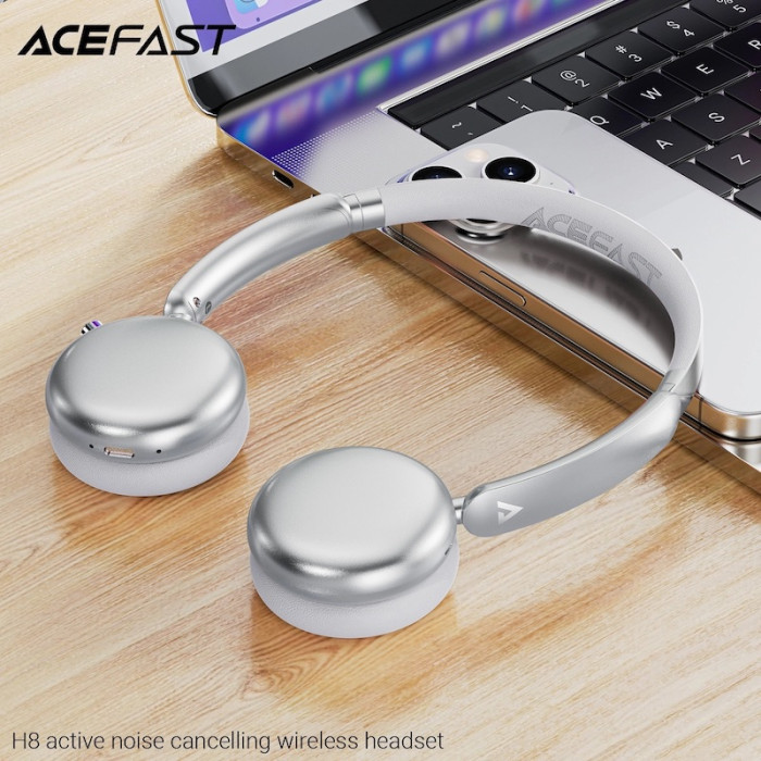 Бездротові накладні навушники ACEFAST H8 active noise cancelling wireless headset Silver